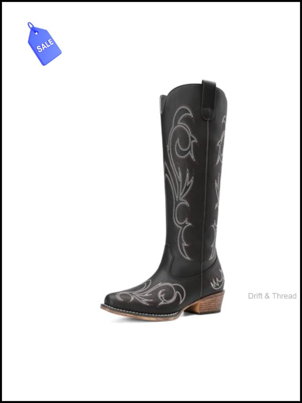 Women's Knee High Western Cowboy Boots Embroidered Faux Leather